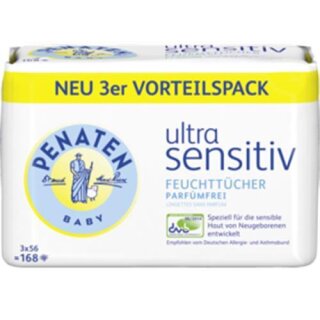 Penaten Feuchttücher ultra sensitiv parfümfrei 3x56 Stück