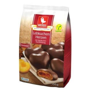 Lambertz WEISS gingerbread hearts with apricot filling 150g