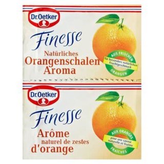 Dr. Oetker finesse natural orange peel aroma grated orange peel with dextrose, stabilized, 2 pieces á 6 g 12 g bag