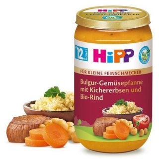 HiPP Bio Bulgar-Gemüsepfanne mit Kichererbsen und Bio-Rind (250g)