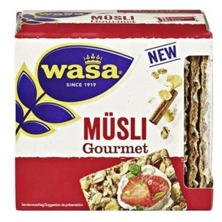 Wasa Muesli Gourmet crispbread baked goods from rye with cereal flakes 220 g pack