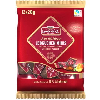 Lambertz Gingerbread Minis with Apricot Filling and Dark Chocolate 12x20g