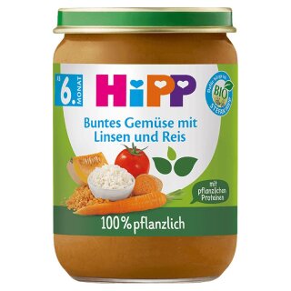 HiPP Organic Colourful Vegetables with Lentils and Rice from 6 Months (190g)